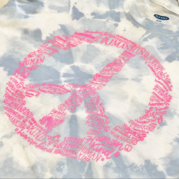 🆕Girl’s Old Navy Tie-Dye PEACE SIGN ☮️ Tee Size XS - Picture 3 of 7